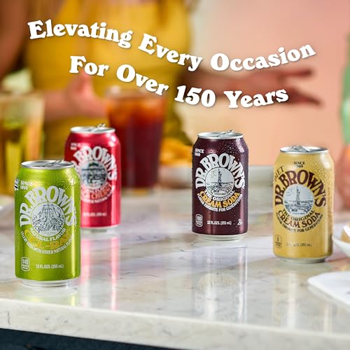 Dr. Brown's Black Cherry Soda - A New York Original - 24 Cans - Kosher, Gourmet Soda Pop - Black Cherry Flavored Craft Soda - 24 x 12 oz Cans