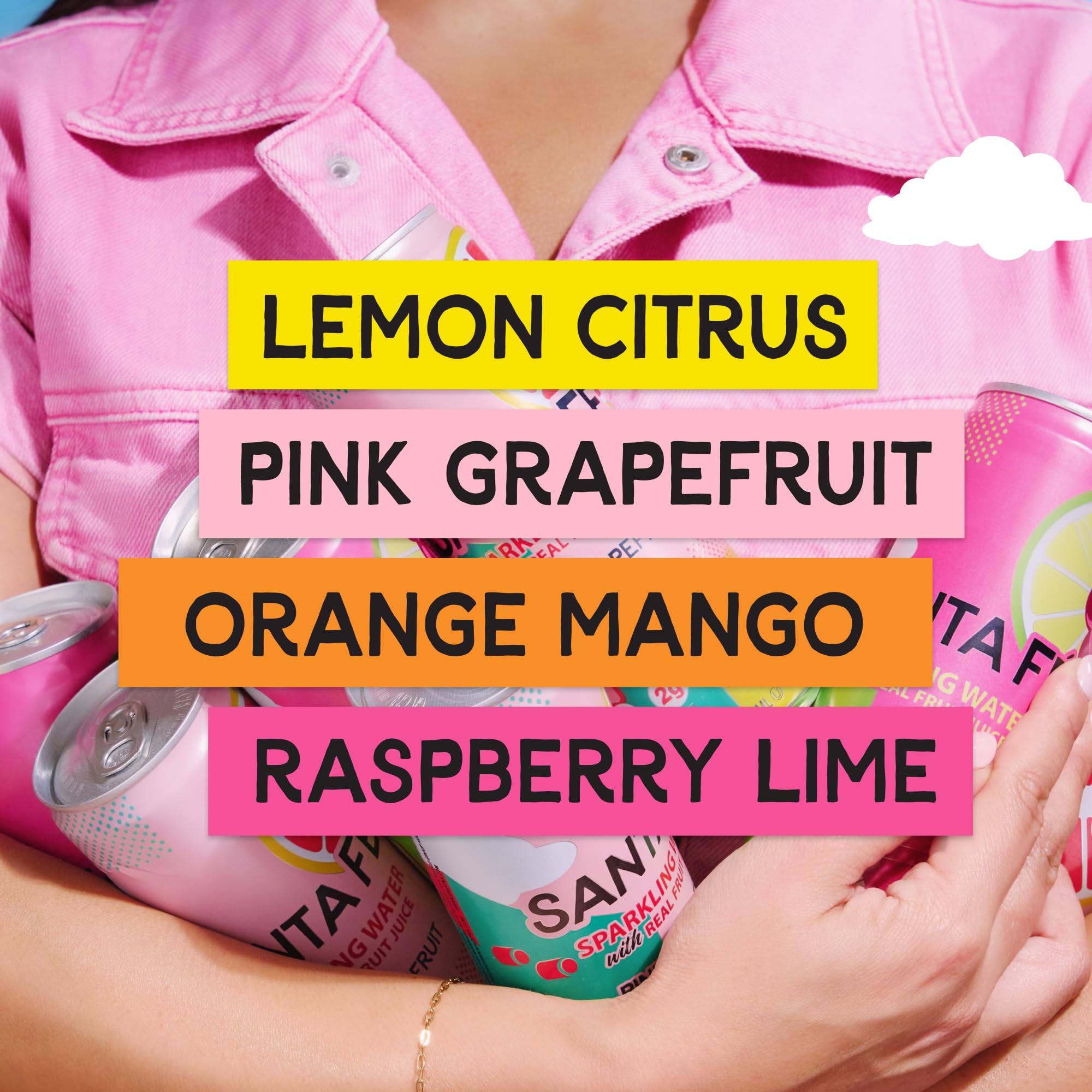 Arizona Santa Fe Sparkling Water with Real Fruit Juice, 11 fl oz Can, 4 Flavor Variety Pack - Lemon Citrus, Raspberry Lime, Pink Grapefruit, Orange Mango - NO Added Sugar (Pack of 12)