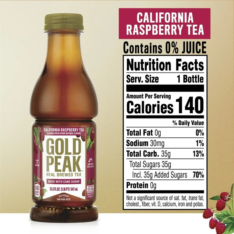 Gold Peak California Raspberry Iced Tea Drink, 18.5oz