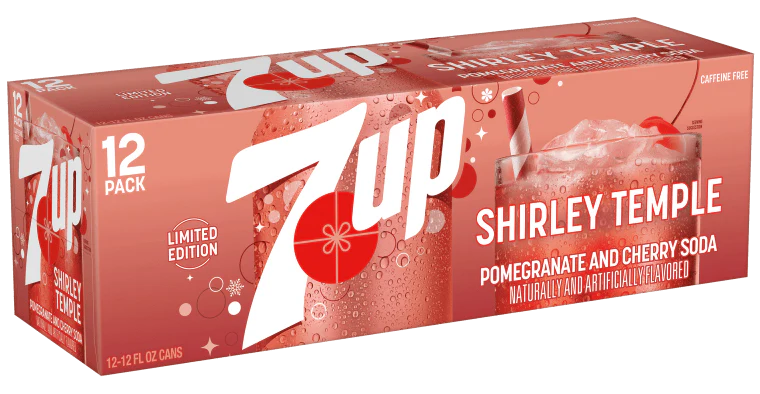 7UP Shirley Temple, Pomegranate and Cherry Flavored Soda Pop 12 fl oz cans, 12 pack - Limited Edition