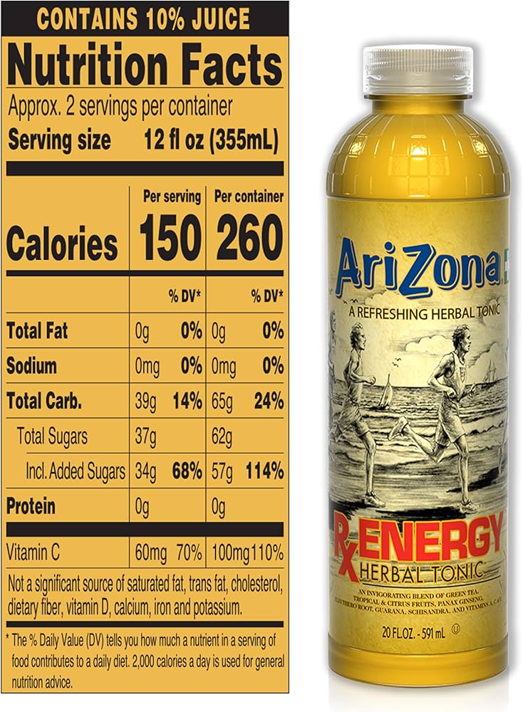 AriZona Rx Energy Herbal Tonic 20oz Bottle