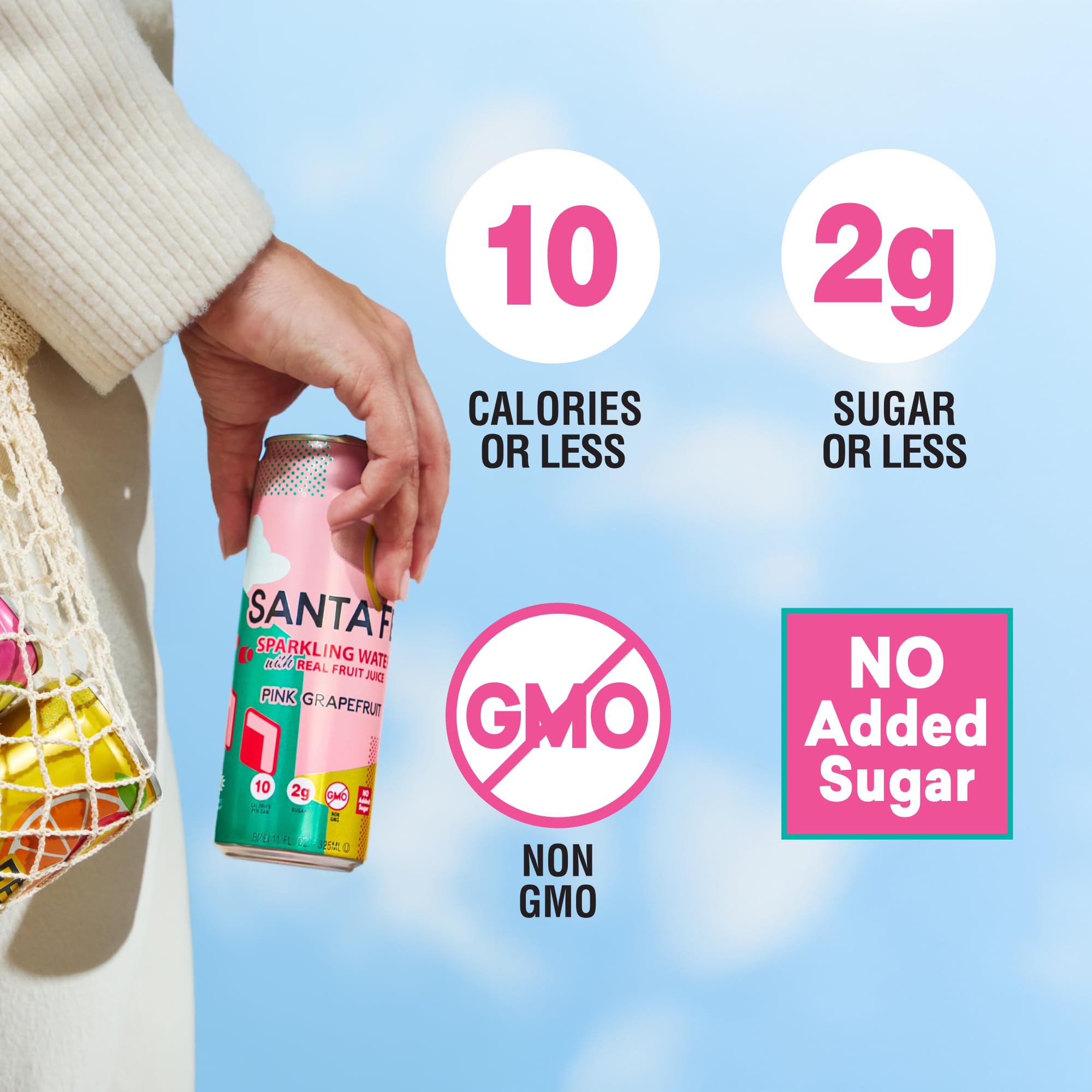 Arizona Santa Fe Sparkling Water with Real Fruit Juice, 11 fl oz Can, 4 Flavor Variety Pack - Lemon Citrus, Raspberry Lime, Pink Grapefruit, Orange Mango - NO Added Sugar (Pack of 12)