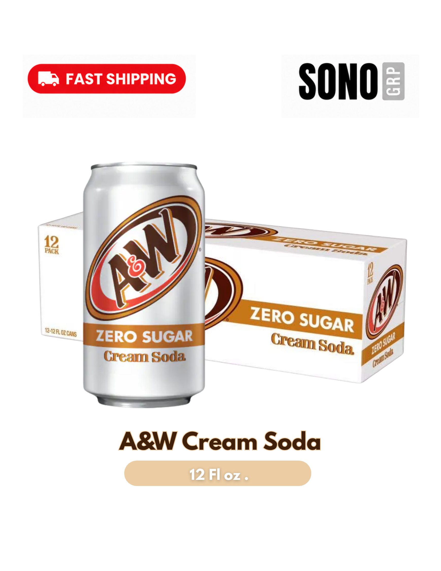 A&W Cream Soda Zero Sugar 12 fl oz