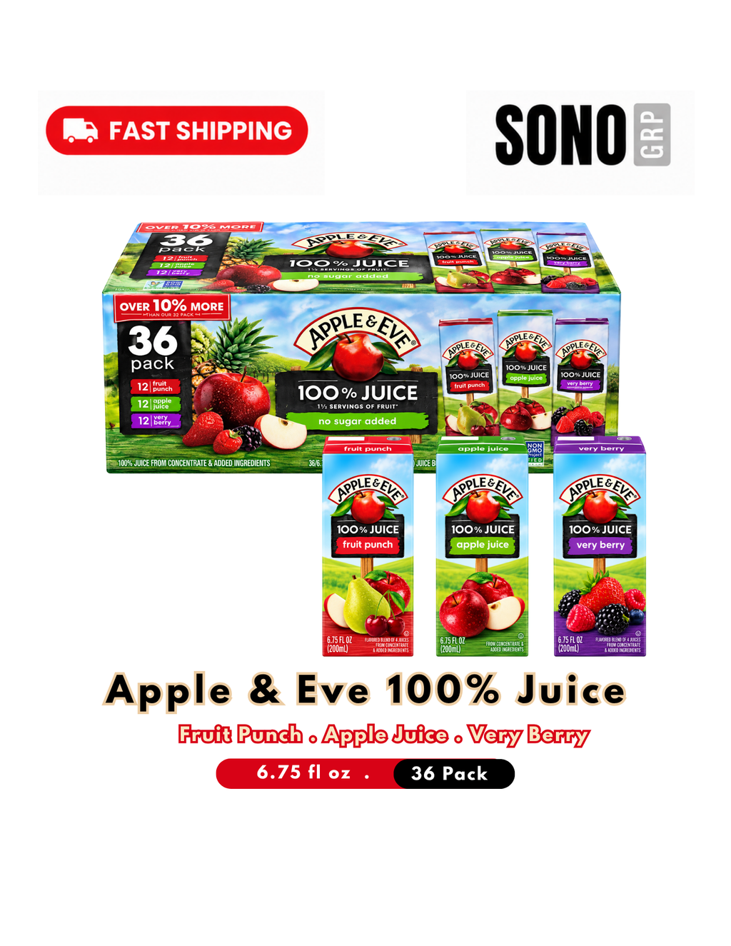 Apple & Eve Variety Pack / 36 Count, 6.75 fl oz