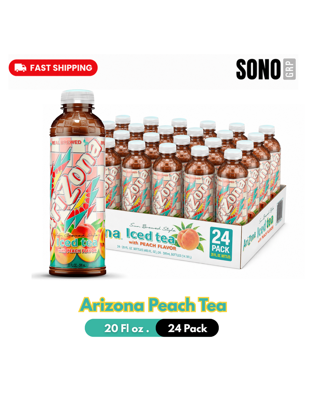 AriZona Peach Tea, 20 Fl Oz Bottle