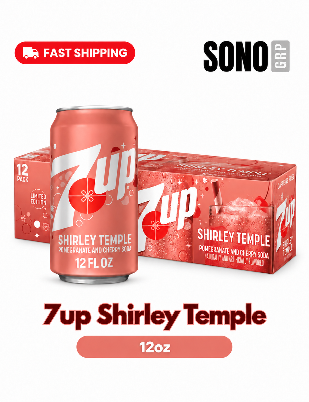 7UP Shirley Temple 12 fl oz cans- Limited Edition