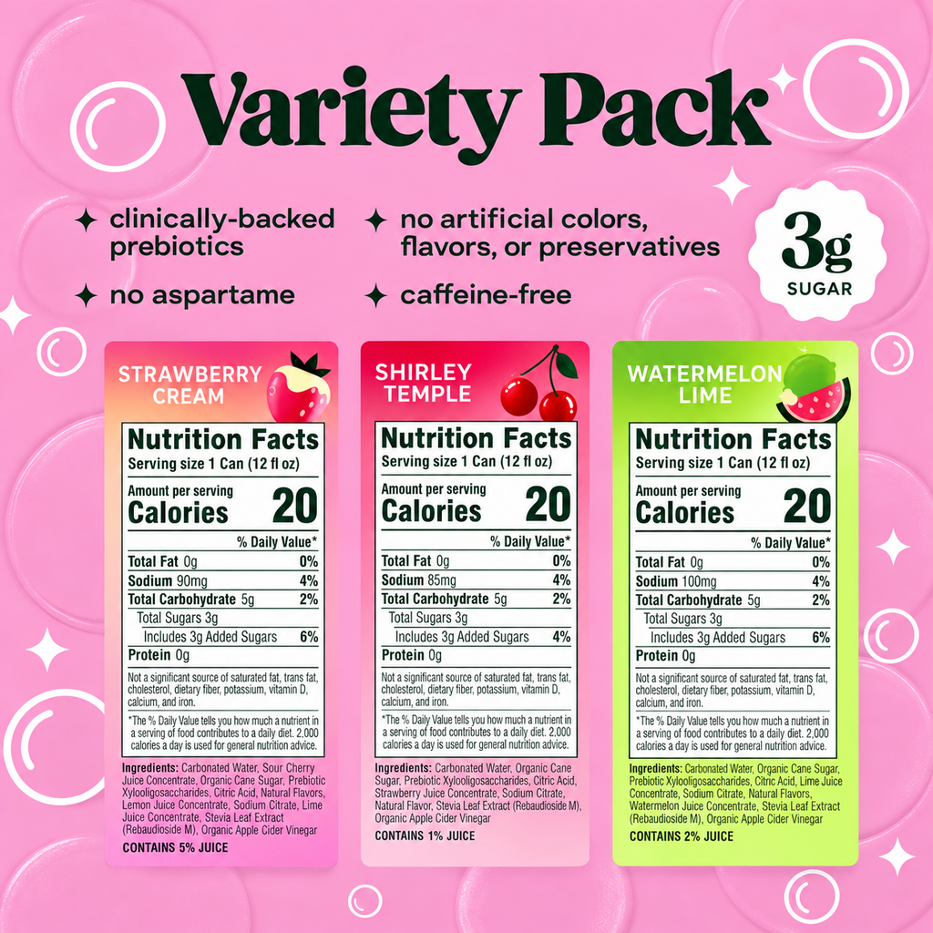 Bloom Pop Prebiotic Soda Variety Pack, 12 fl oz 15 PACK