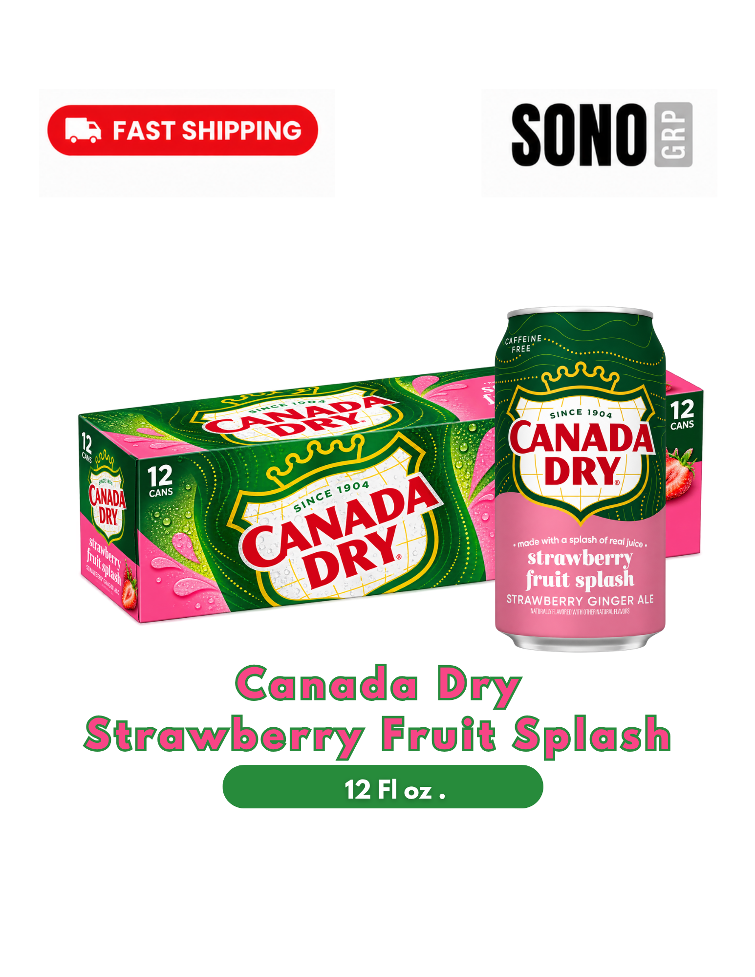 Canada Dry Strawberry Fruit Splash Ginger Ale 12 fl oz
