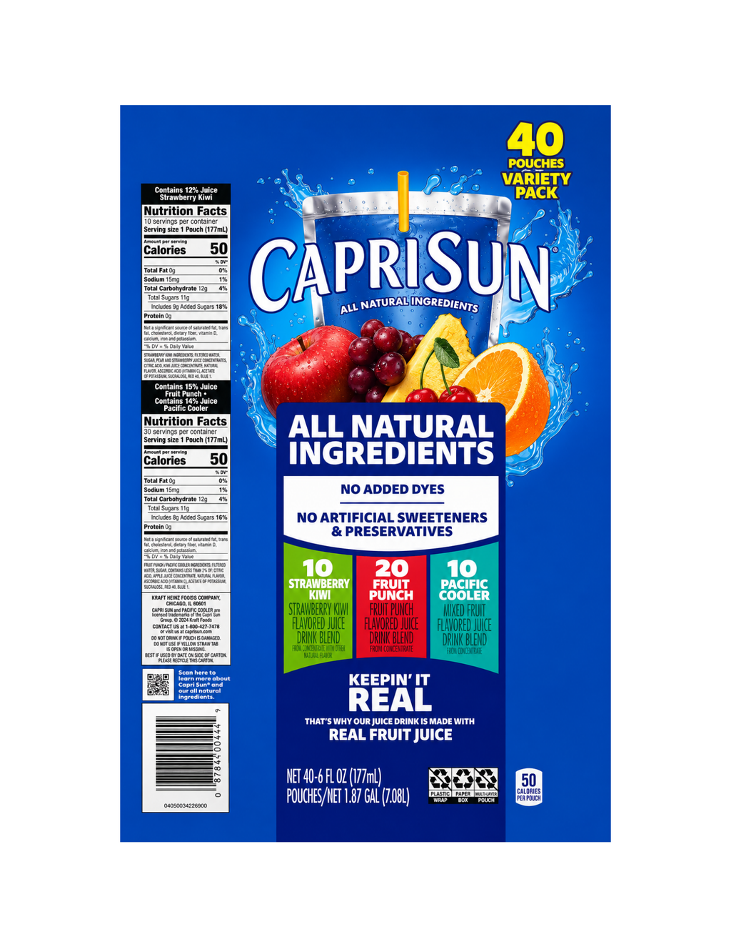 Capri Sun Flavored Juice Drink Blend, Variety Pack / 40 Count, 6 fl oz