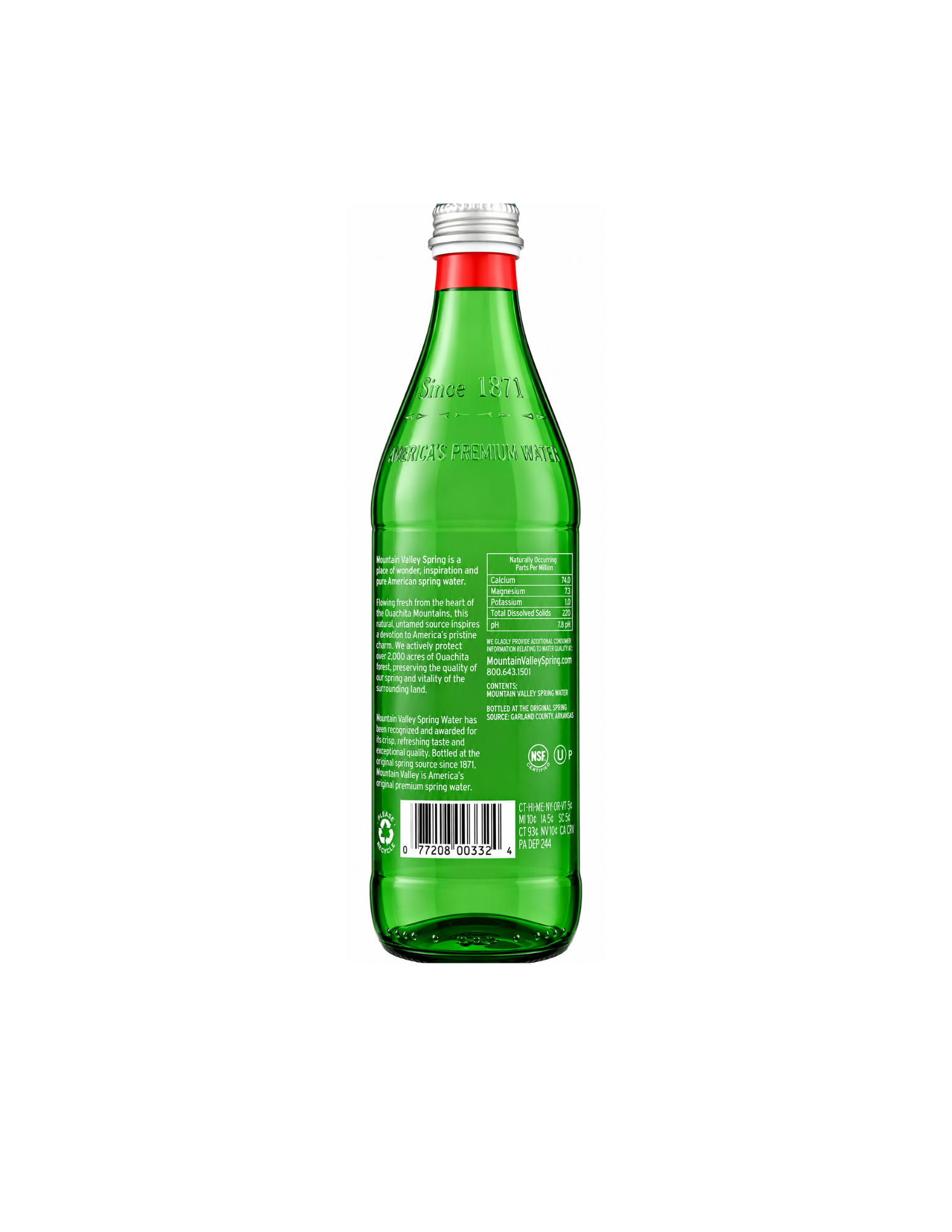 Mountain Valley Spring Water, 16.9 fl oz (500ml) Glass Bottles