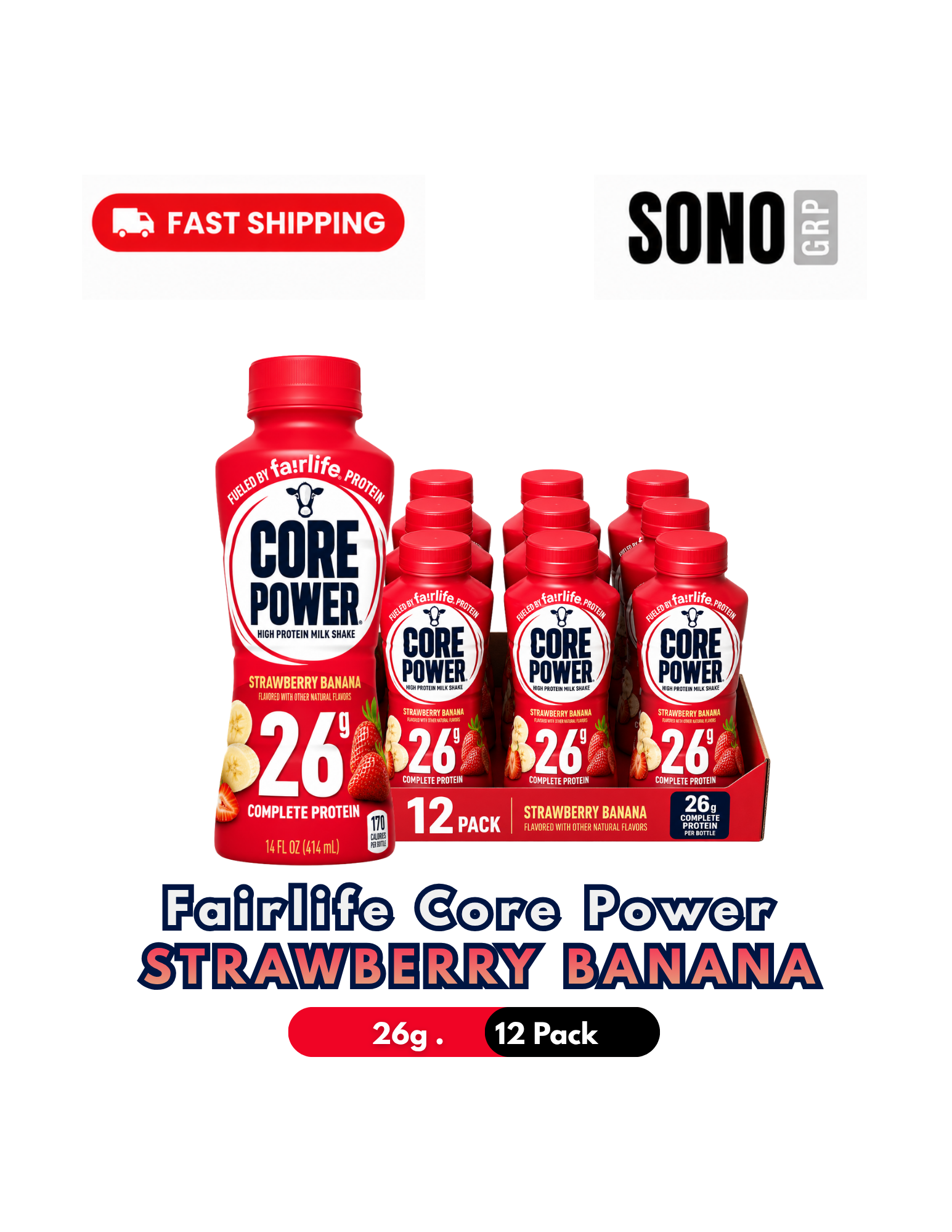 Fairlife Core Power Strawberry Banana 26g Protein Shake