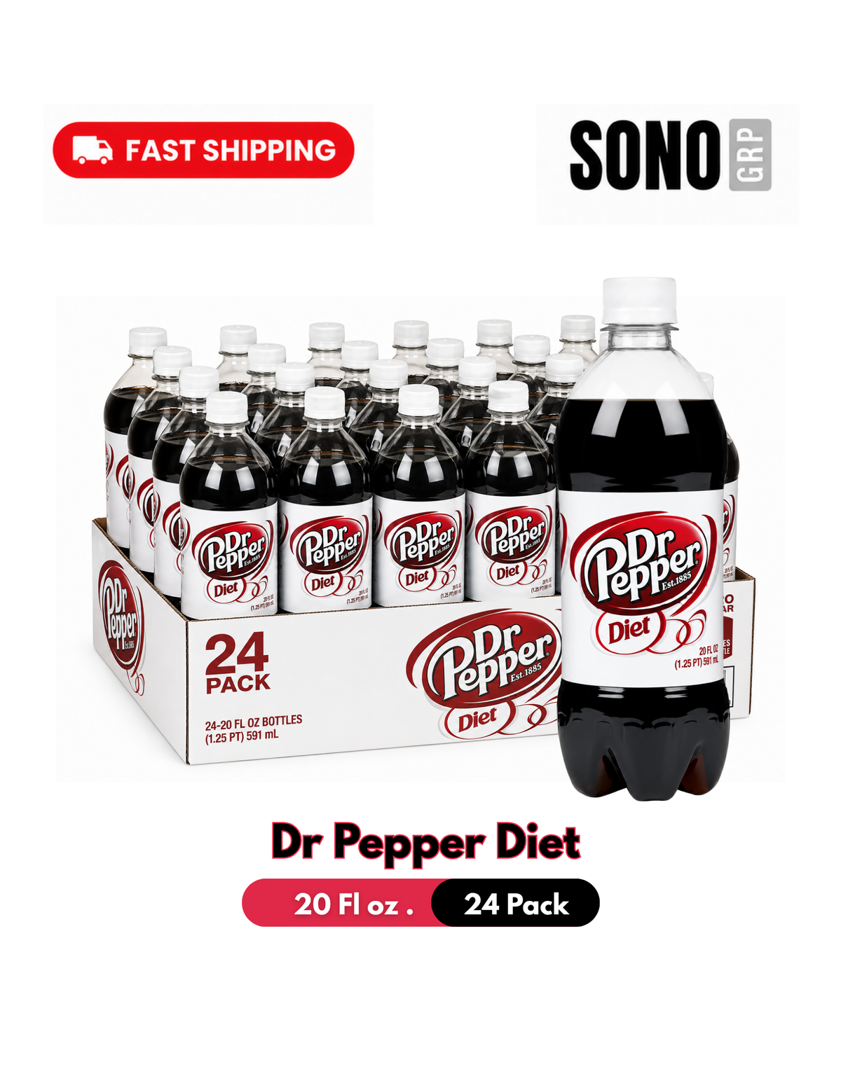 Dr. Pepper Diet Soda, 20 Fl Oz
