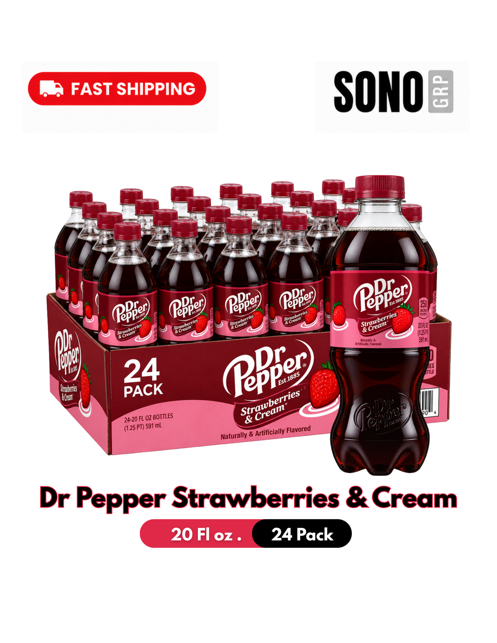 Dr. Pepper Strawberries & Cream Soda 20 Fl Oz