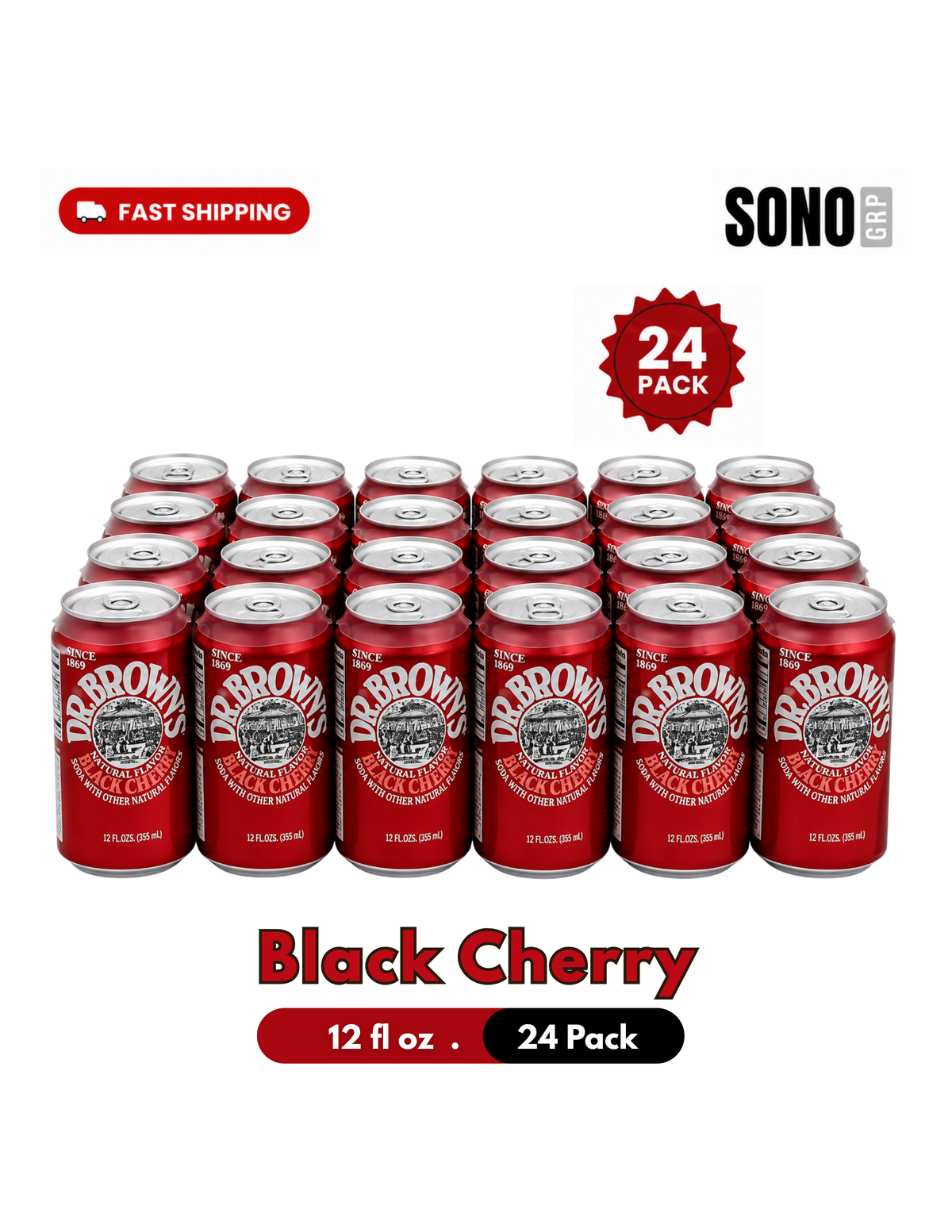 Dr. Brown's Black Cherry Soda 12 fl oz