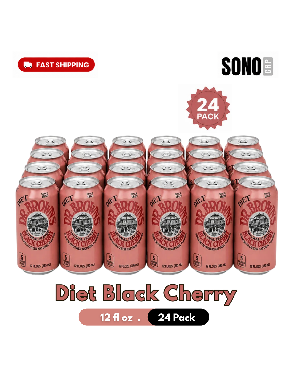 DR. BROWNS Diet Black Cherry Soda 12 fl oz