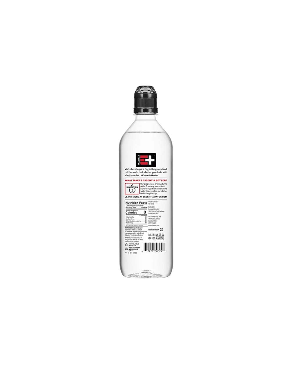 Essentia Ionized Alkaline Water Sports Cap, 700ml (Pack of 24)