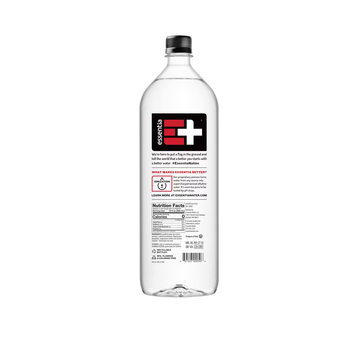 Essentia Ionized Alkaline Water, 1 Liter Bottles (Pack of 12)
