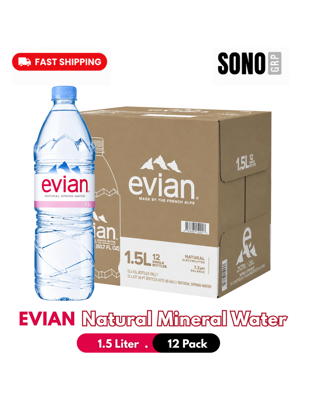 Evian Natural Mineral Water 1.5 Liter