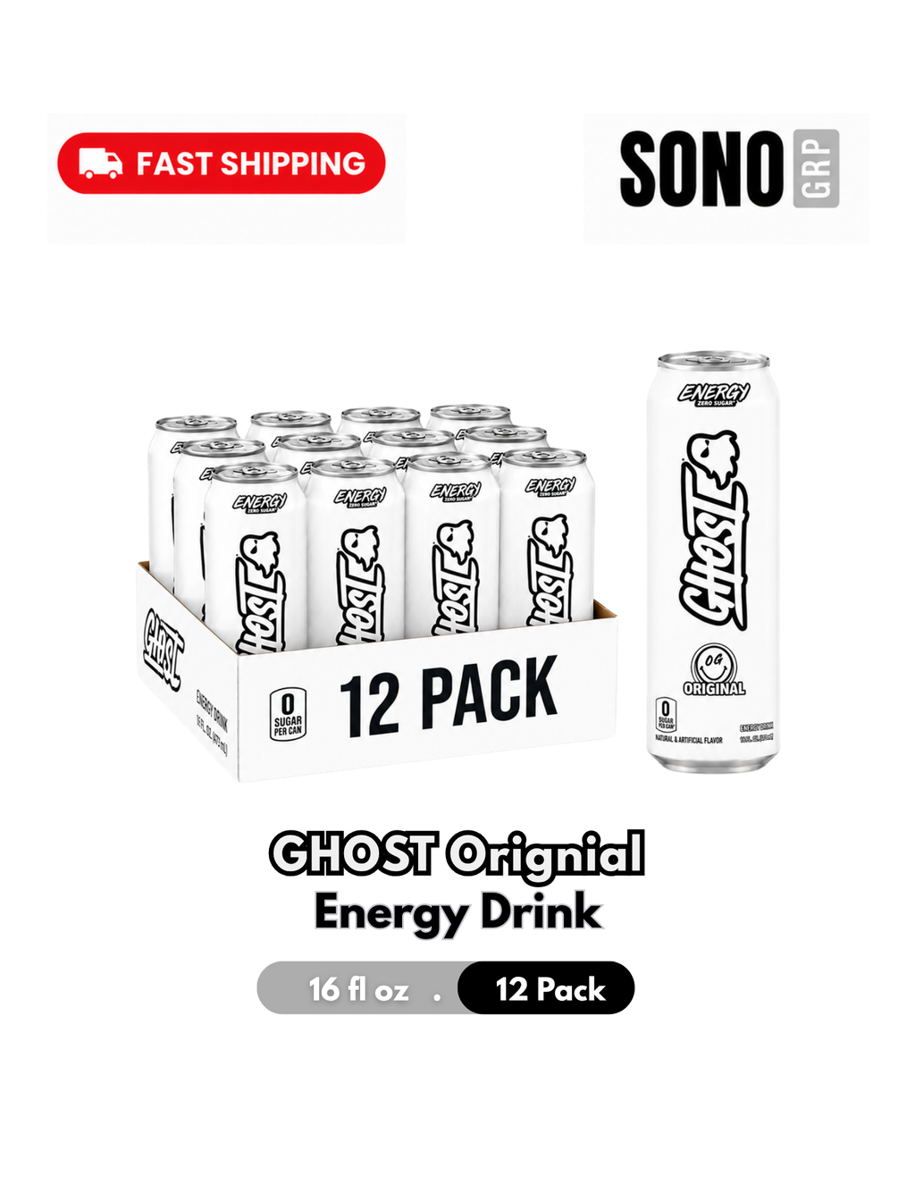 Ghost Original "OG" Energy Drink, 16 Fl Oz Pack of 12