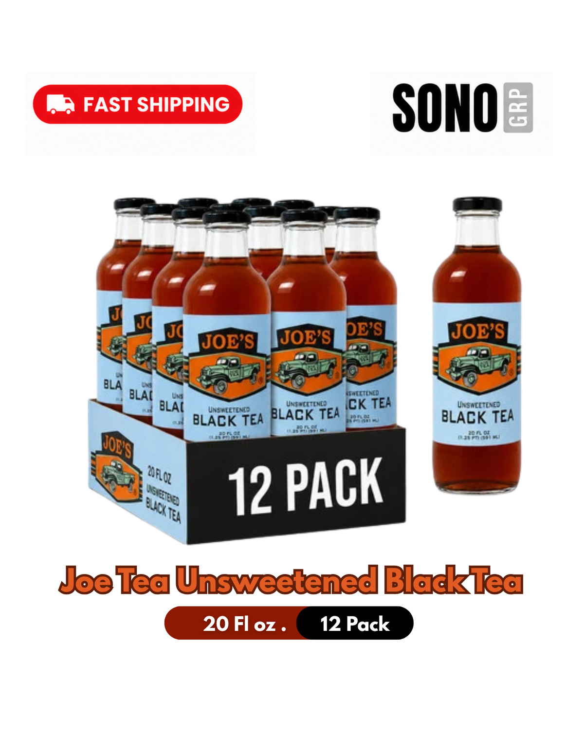 Joe Tea Unsweetened Black Tea 20oz