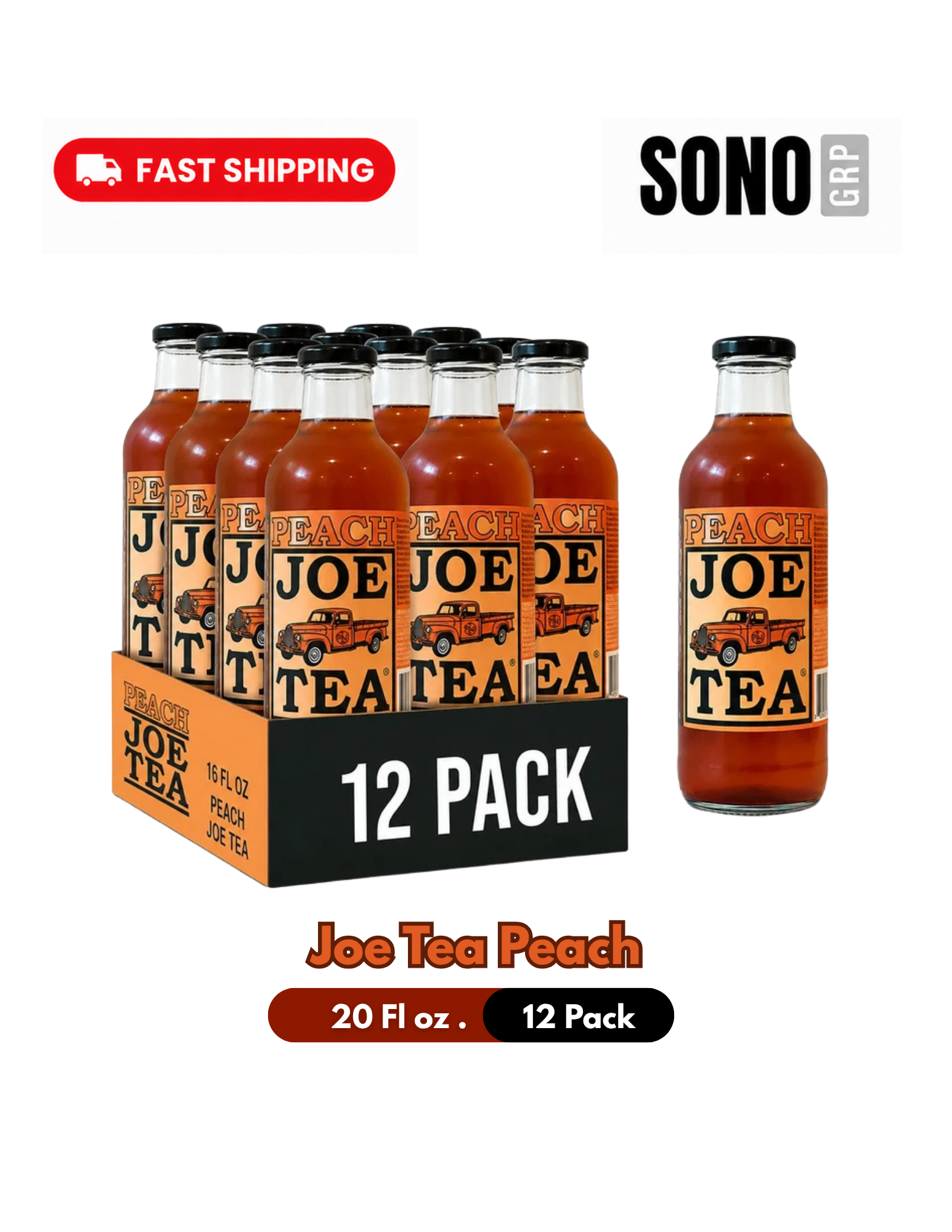Joe Tea Peach Tea 20oz