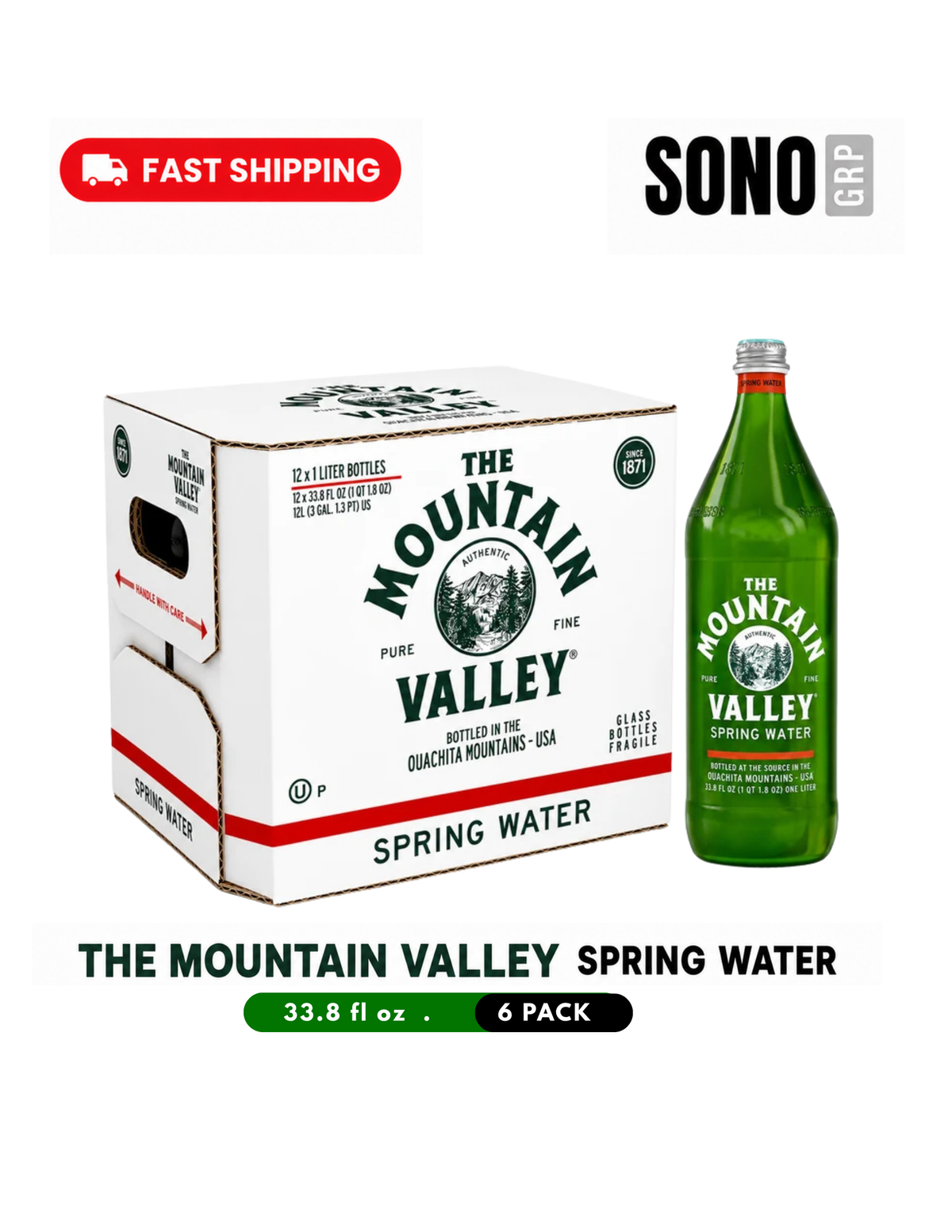 Mountain Valley Spring Water, 1 Liter Glass Bottles