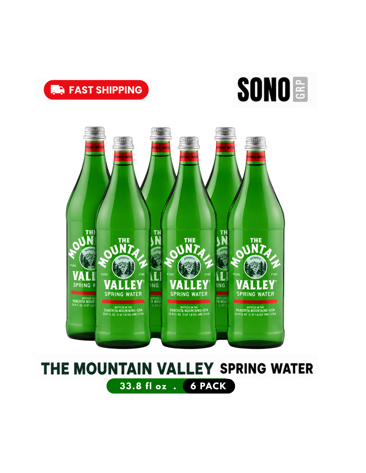 Mountain Valley Spring Water, 1 Liter Glass Bottles