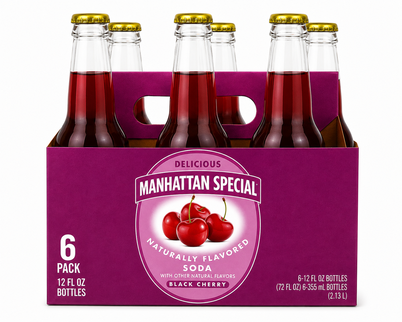 Manhattan Special Delicious Black Cherry Soda 12oz Glass Bottle