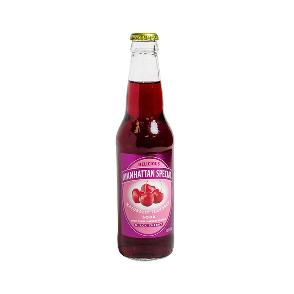 Manhattan Special Delicious Black Cherry Soda 12oz Glass Bottle