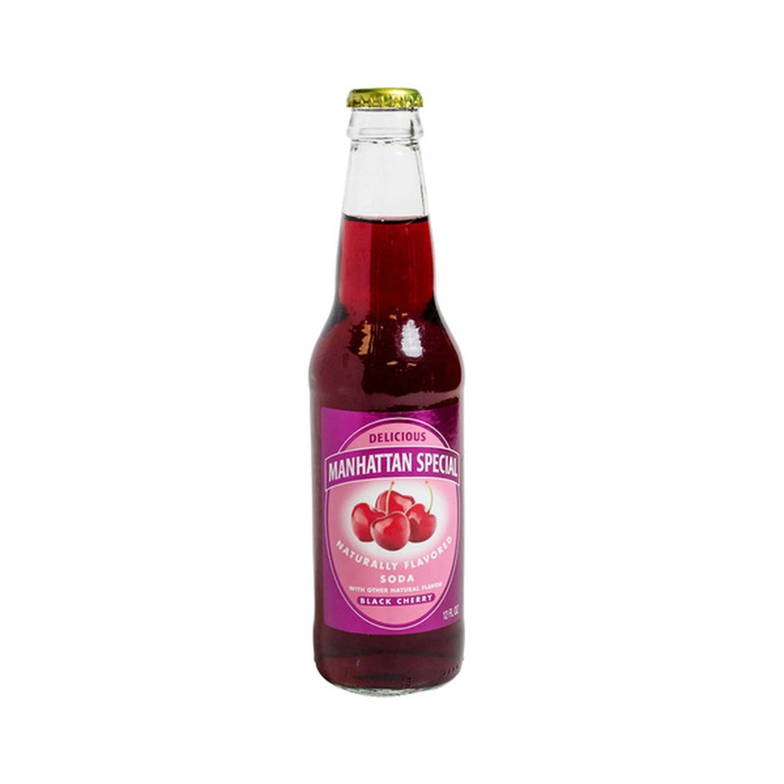 Manhattan Special Delicious Black Cherry Soda 12oz Glass Bottle