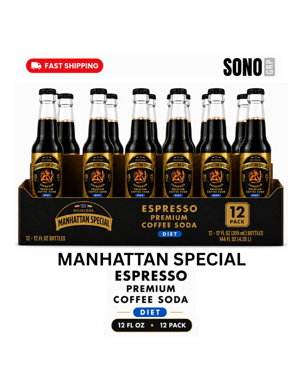 Manhattan Special Premium Diet Coffee Soda 12oz Glass Bottle