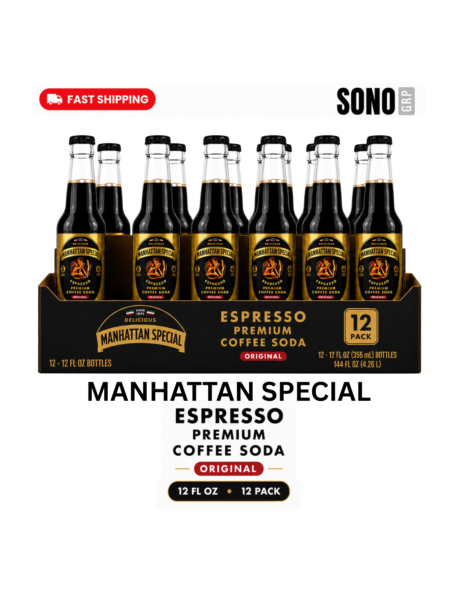 Manhattan Special Premium Coffee Soda 12oz Glass Bottle