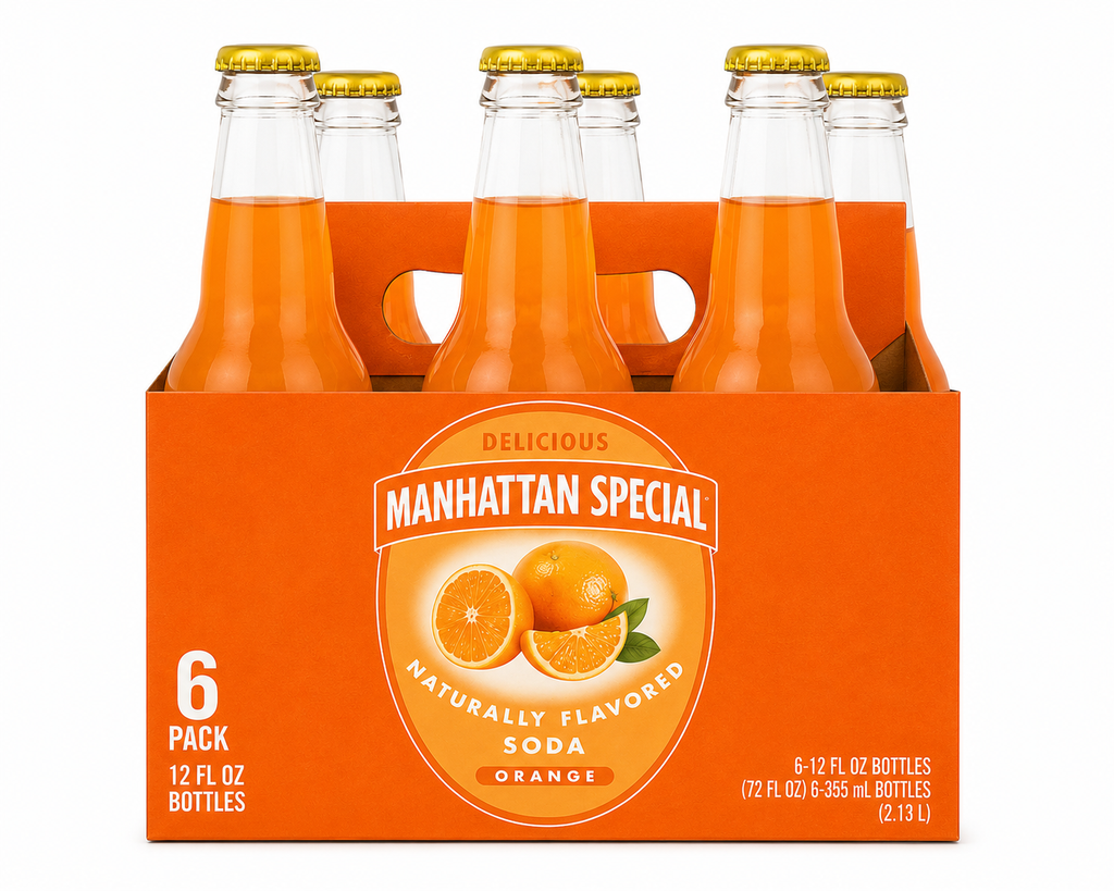 Manhattan Special Delicious Orange Soda 12oz Glass Bottle