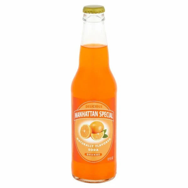 Manhattan Special Delicious Orange Soda 12oz Glass Bottle