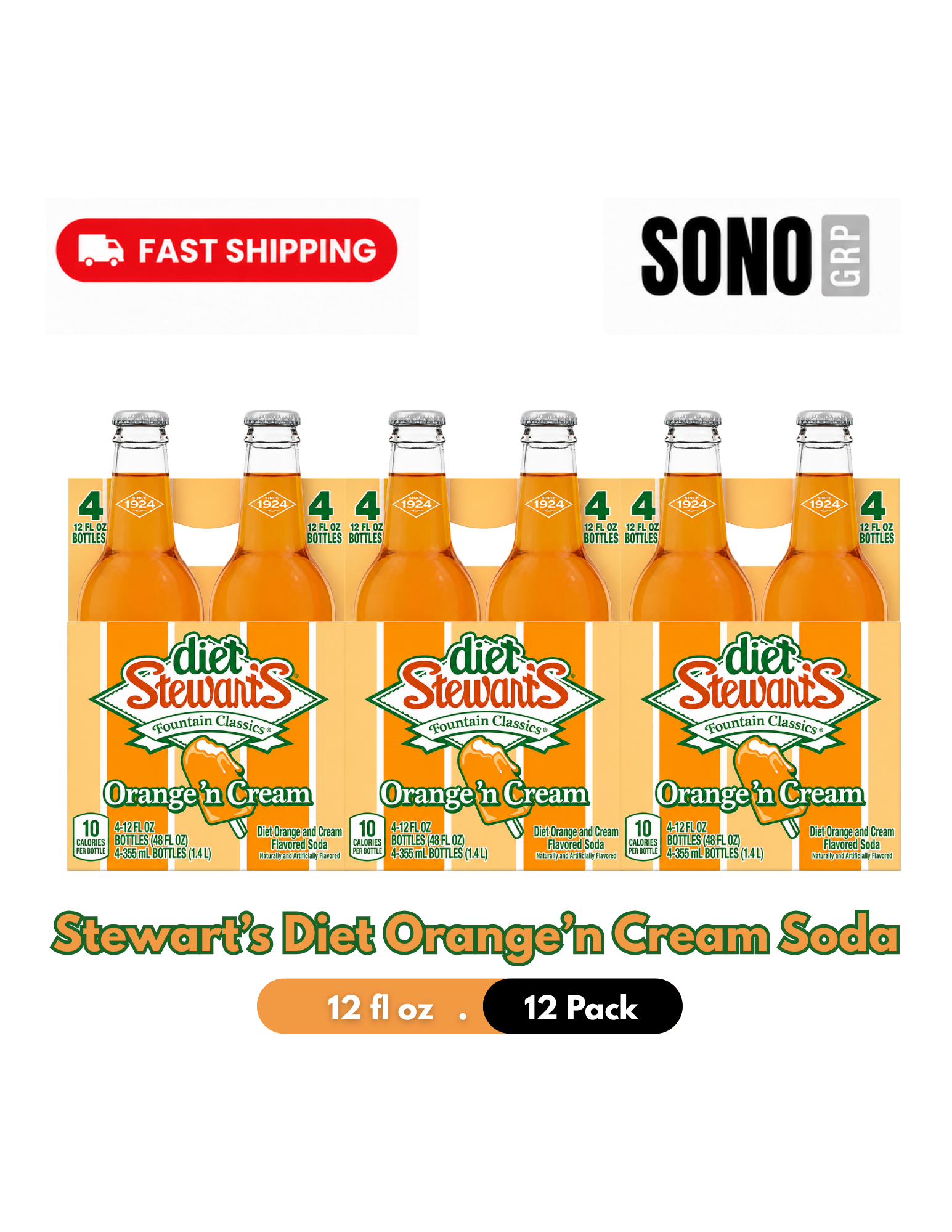 Stewart's Diet Orange and Cream Soda 12 pack