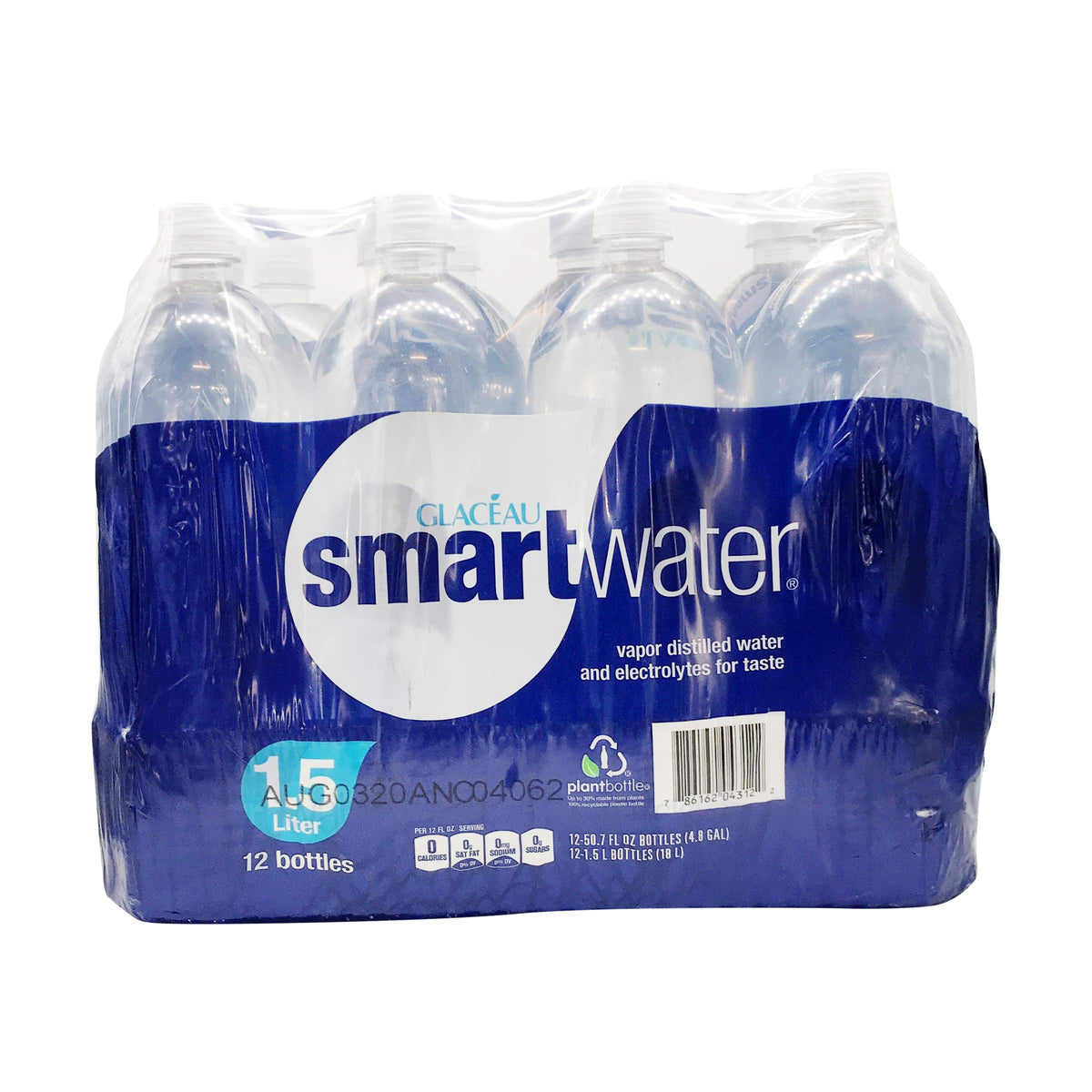 GLACEAU Smart Water, 1.5 liter (50.7 Fl Oz) Pack of 12