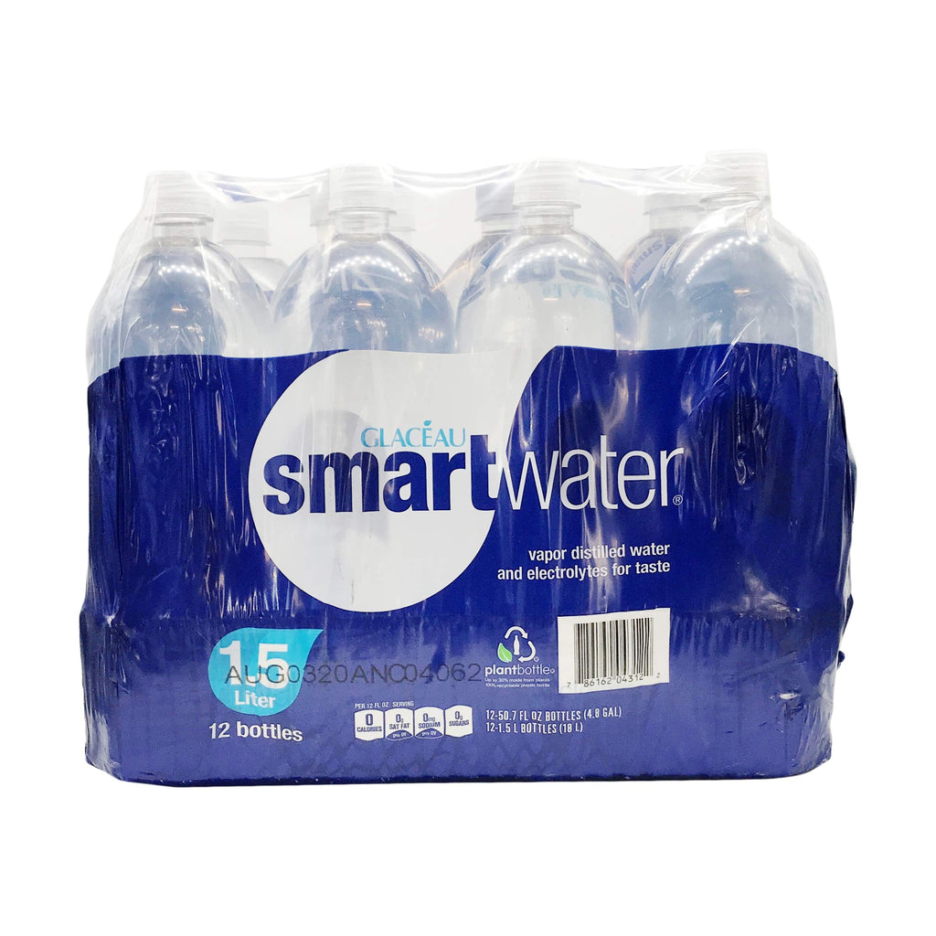GLACEAU Smart Water, 1.5 liter (50.7 Fl Oz) Pack of 12